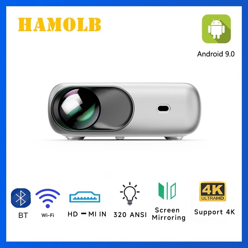 HAMOLB Ǯ HD 1080P 3D Ȩ þ  ó׸, ߿ ȭ , 4K 5G   320, ANSI BT 4.0, D1000
